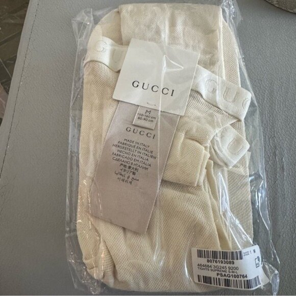 NEW GUCCI Tights GG LOGO SUPREME OFF WHITE SZ M 100% Authentic Interlocking - Picture 6 of 8